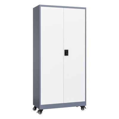 5-Tier Lockable Steel Storage Cabinet With Wheels (74.5"H X 31.5"W X 15.75"D)