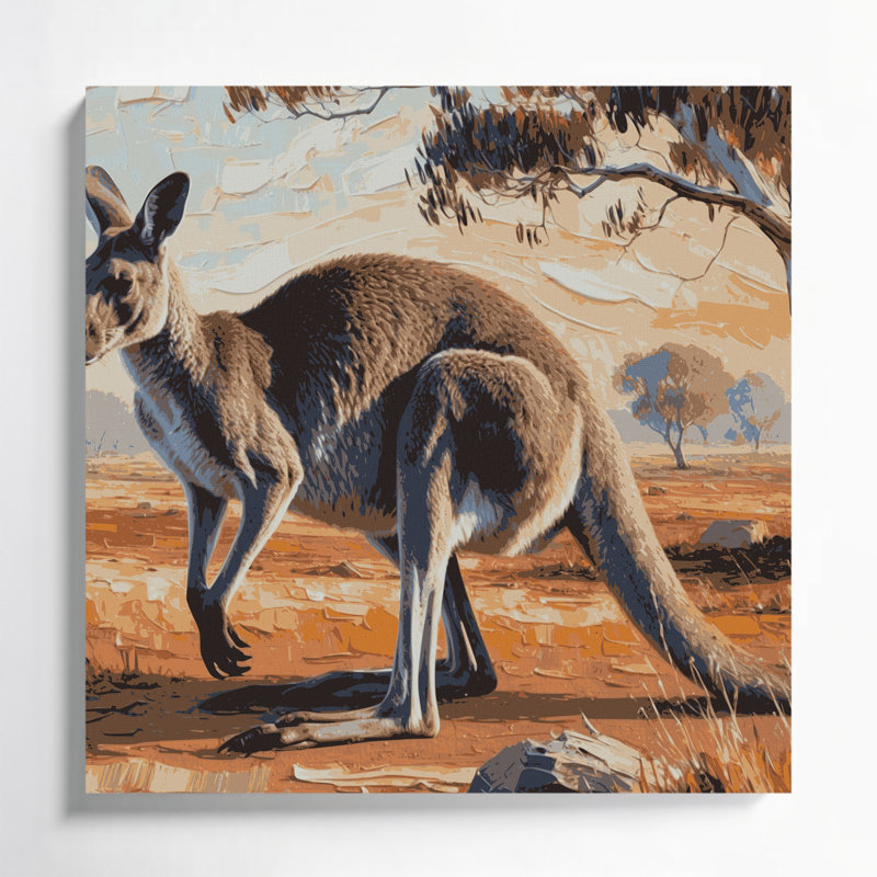 Faune, art mural sur toile brun kangourou, H 32 po x l 32 po