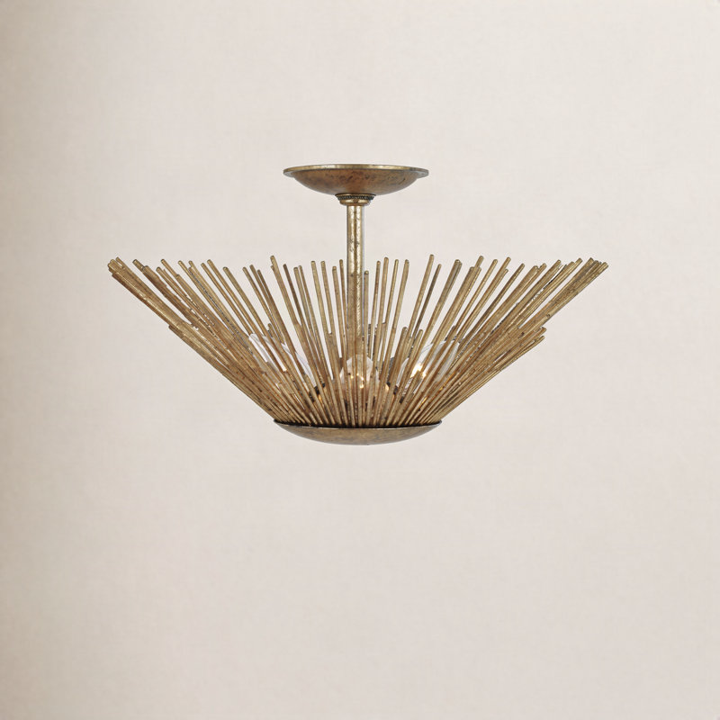 Helios 3 - Light Semi Flush Mount, Antique Gold