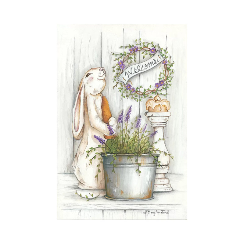 «Welcome Bunny», impression sur toile tendue, H 12 po x l 8 po x P 0,75 po