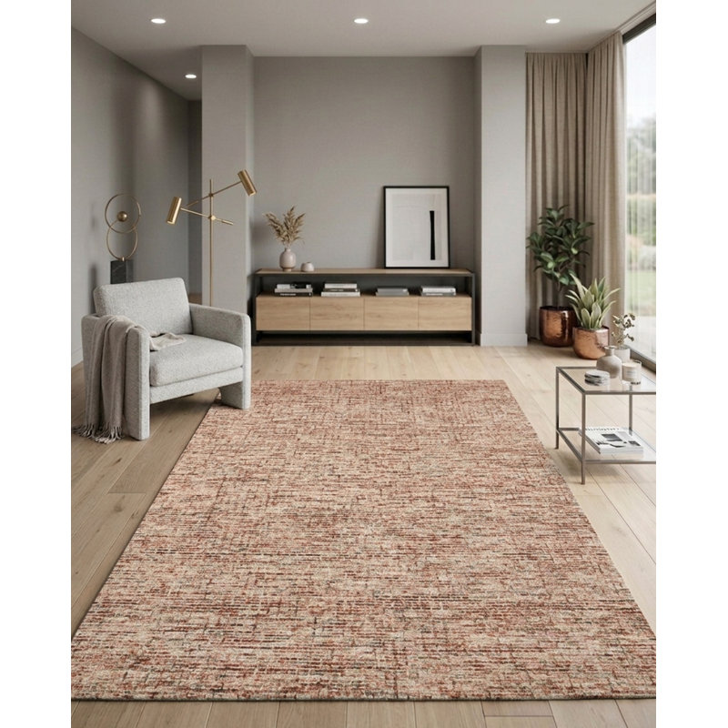 Tapis intérieur clair uni 100% laine brun clair touffeté à la main, Rectangulaire 4 pi x 6 pi, Marron clair