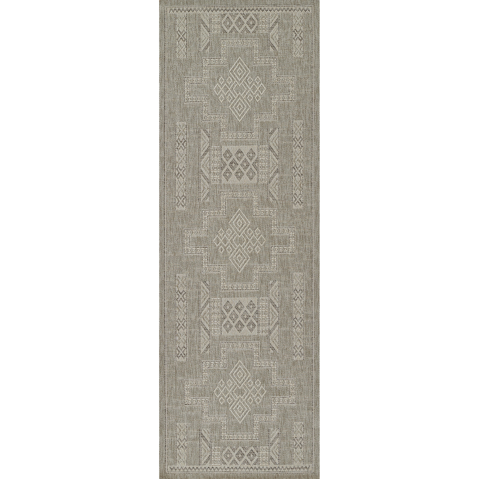 Pavia Gray Indoor/Outdoor Rug, Runner 2'7" x 7'6"