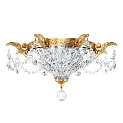 Milano 2 Light 16.5in x 8in Flush Mount in Heirloom Gold with Clear Radiance Crystals