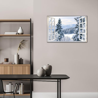 «Winter Wonderland», art mural sur toile, arbre enneigé et paysage enneigé pour la décoration du salon