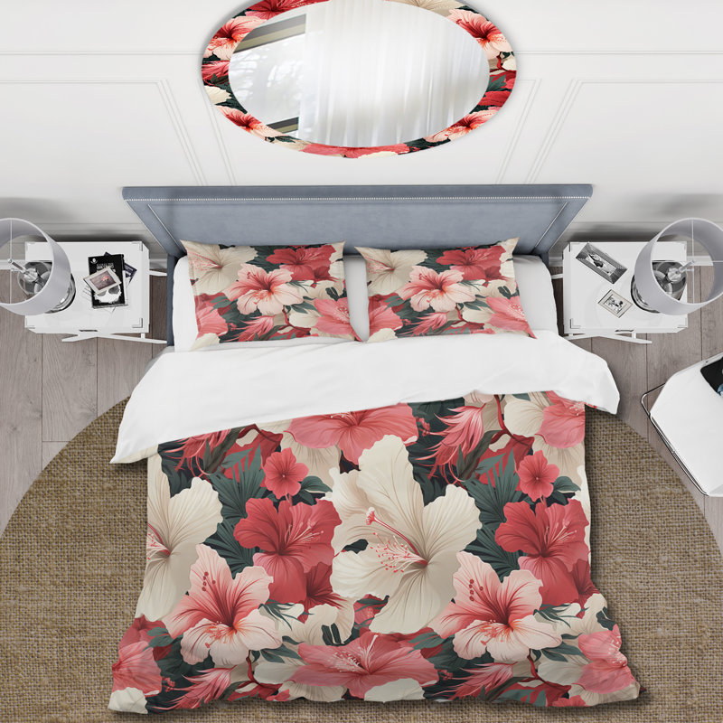 Ensemble de housse de couette Hibiscus Romance, Housse de couette simple + 1 taie décorative stan