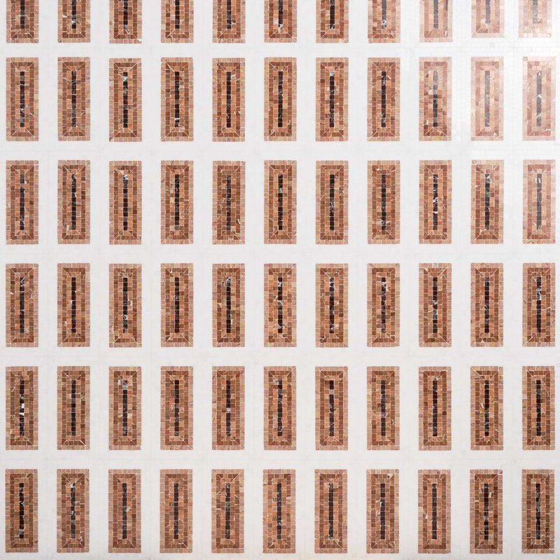 Ako 4x9 Rectangle Marble Micro Mosaic Tile, Terracotta Rosa
