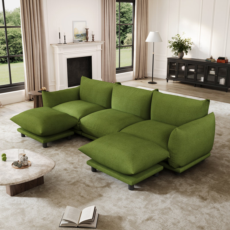 Upholstered Sofa, Modular Sectional Sofa Couch For Living Room, Green Teddy