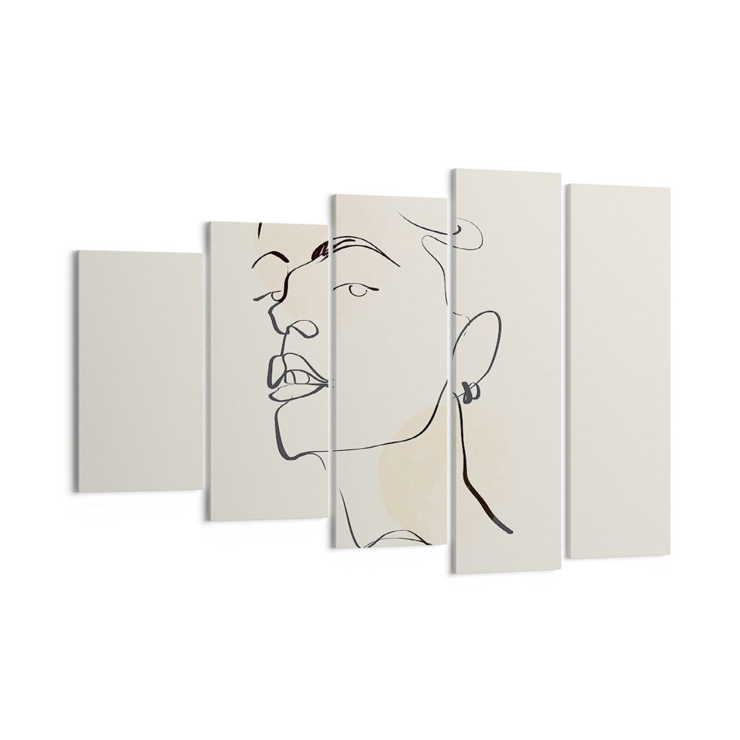 5-tlg. Leinwandbilder-Set Minimalism Portrait Line