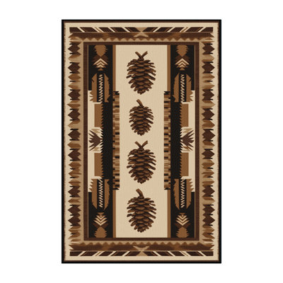 Washable Pinecone Southwestern Area Rug