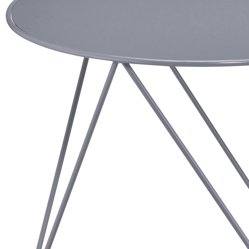Table de bout ronde en métal, Gris