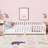 Twin Size Floor Bed With Fence Without Door, Rubber Wood Floor Bed With Safety Guardrails,White-974543993