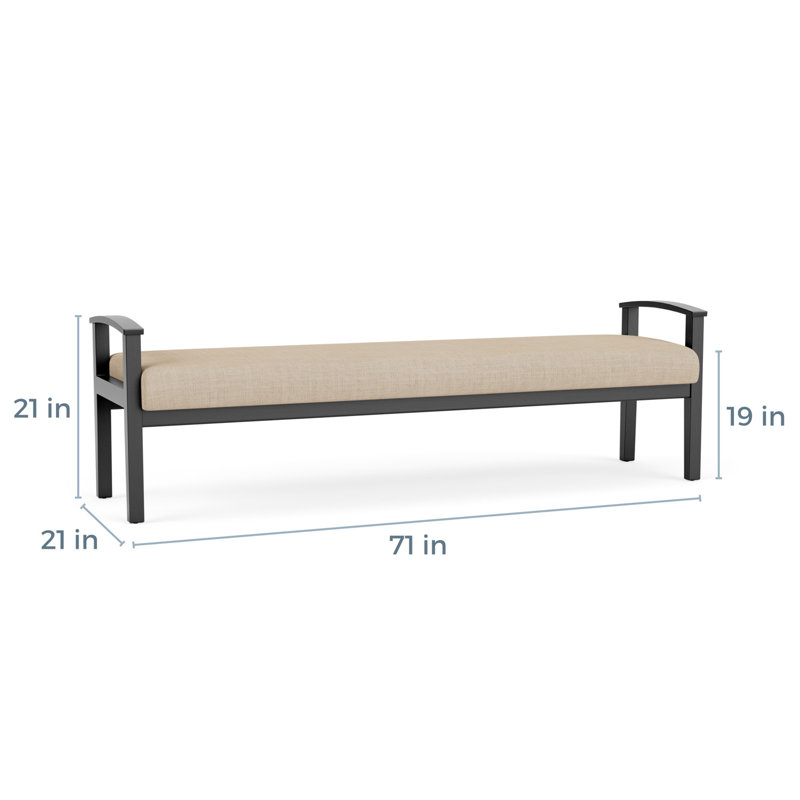 Banc en bois massif Amherst, Noir, Chambray calcaire