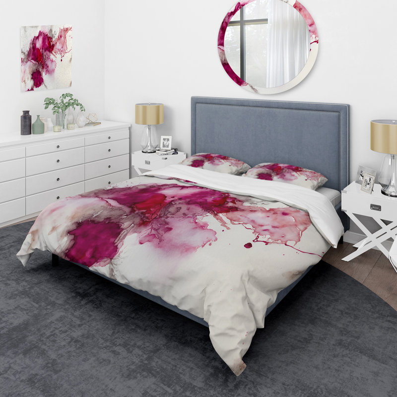 Ensemble de housse de couette en microfibre / polyester ancien Mystery In Viva Magenta VI