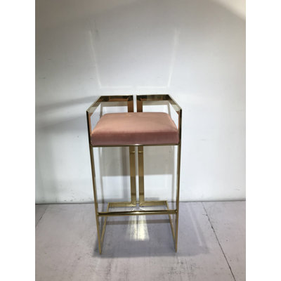 Upholstered Counter Stool with Metal Frame