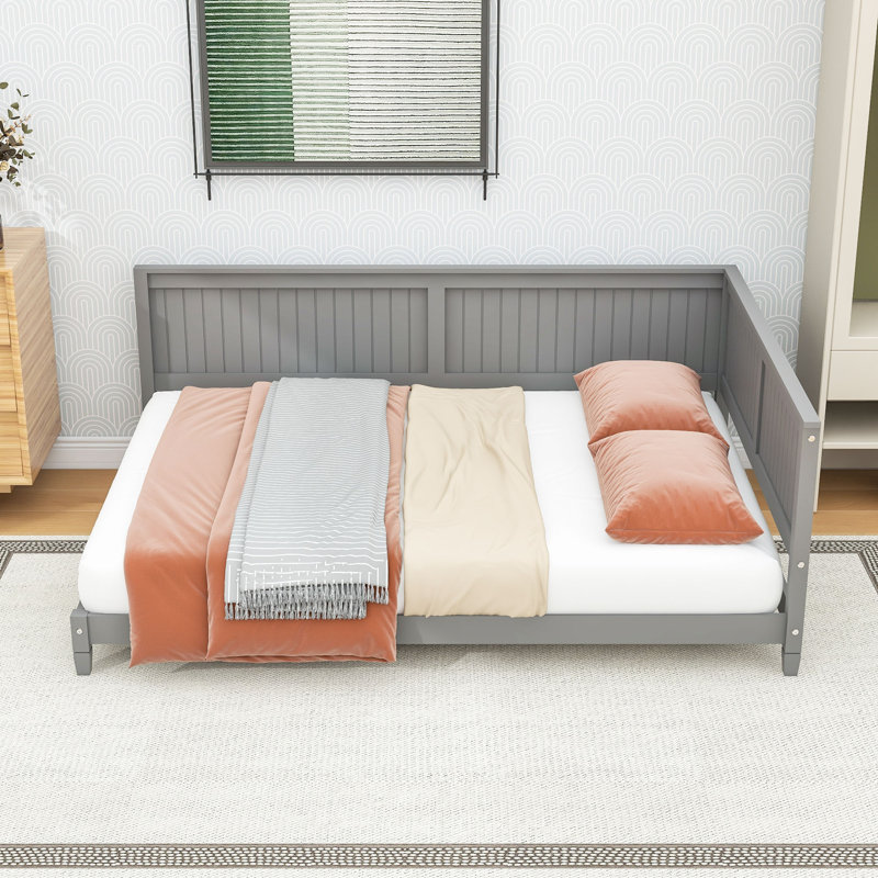 Modern Full Size Daybed with Elegant Armrest and Backrest, Grey