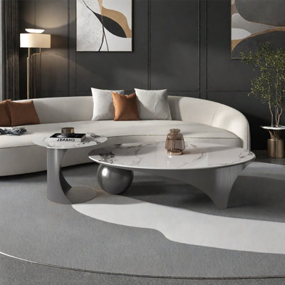 Modern oval rock plate coffee table by dinlin home
