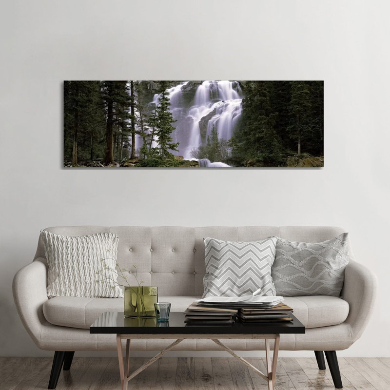Waterfall In A Forest, Banff, Alberta, Canada - Wrapped Canvas Panoramic Print, 182.88 cm H x 60.96 cm W
