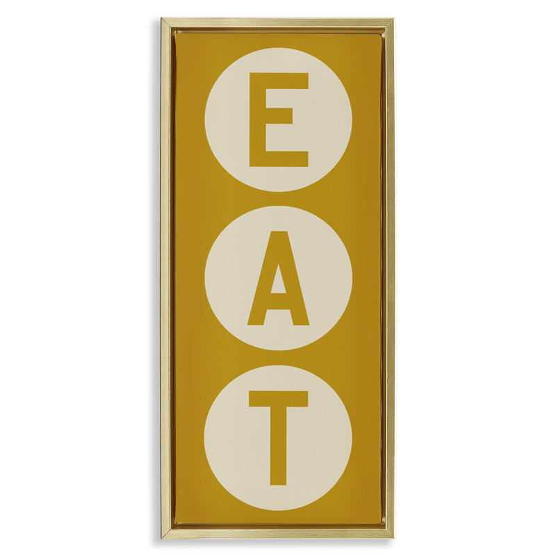 Enseigne rétro «Eat», H 25 po x l 11 po, Cadre flottant métallique doré