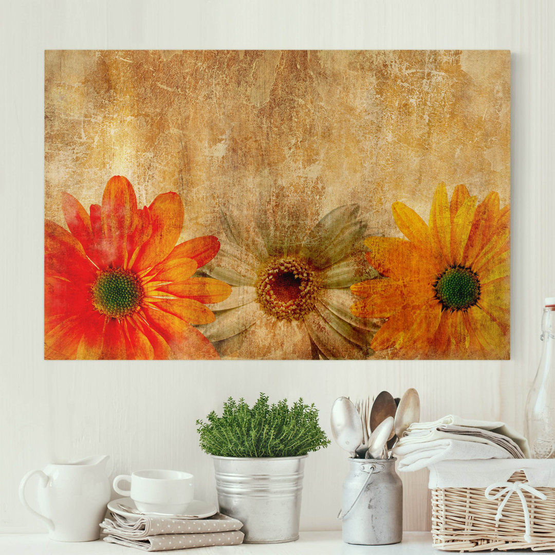 Leinwandbild Vintage Blumen Mix