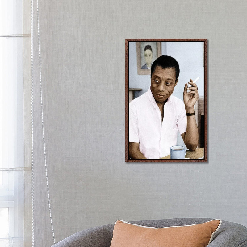 James Baldwin (1924-1987) by Granger - Print on Canvas, Classic Brown Wood Framed Canvas, 66.04 cm H x 45.72 cm W