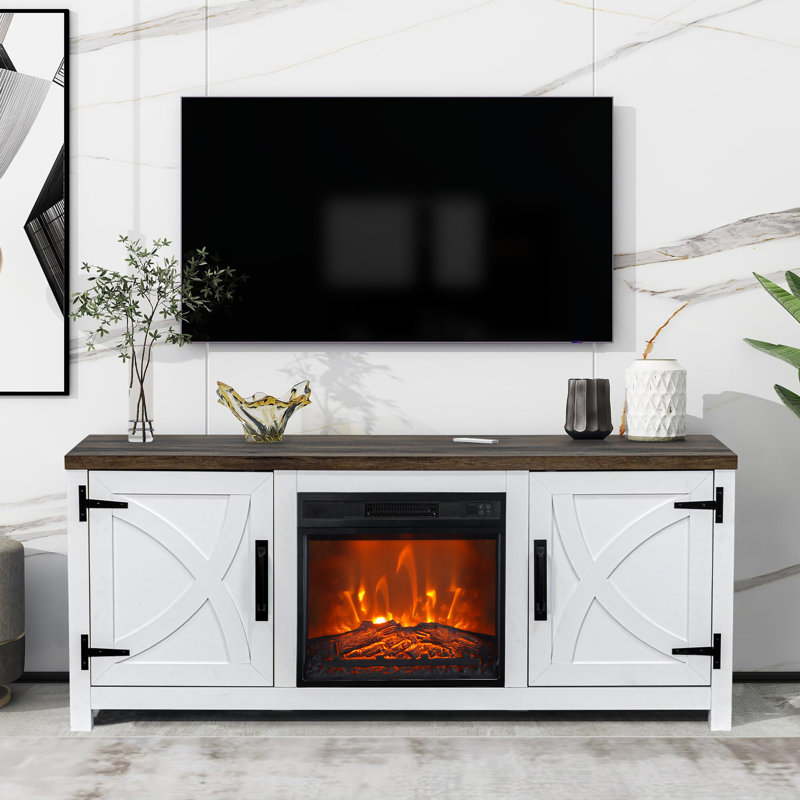 58" Tv Stand For Tvs Up To 65 Inch, Media Entertainment Center With Storage Cabinets, White Modern Tv Cabinet For Living Room