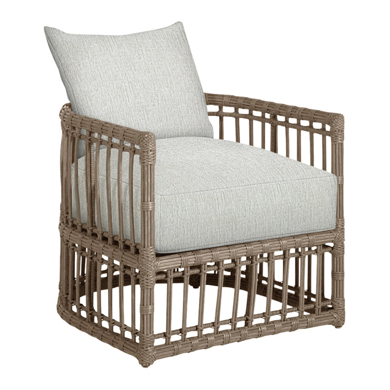 Newport Arm Chair with Cushions, Newport #66 Burlap, No Welt, Bali Pearl