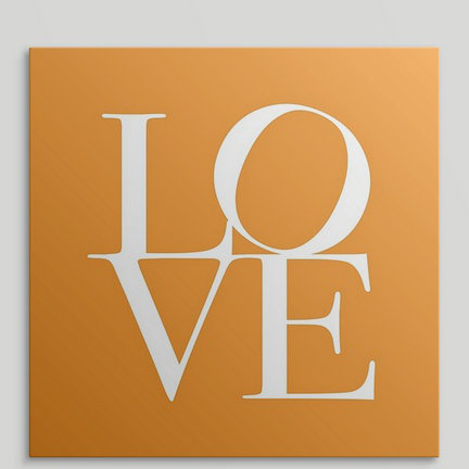 «Love» par Francy, art textuel, H 35 po x l 35 po x P 1,5 po, Taupe / blanc, Toile