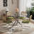1 Tempered Glass Top Dining Table and 4 Velvet Cantilever Chairs-1899156783-1899156784