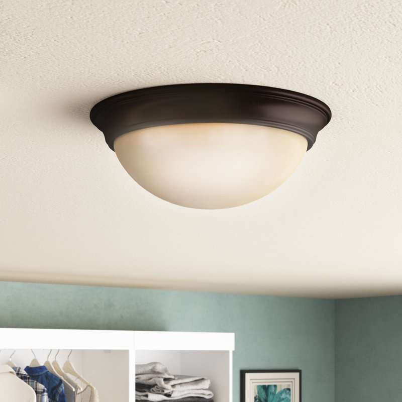 Plafonnier encastré pour cuve simple 15 po 3 lumières Berwyn, Bronze vieilli texturé, Ambre