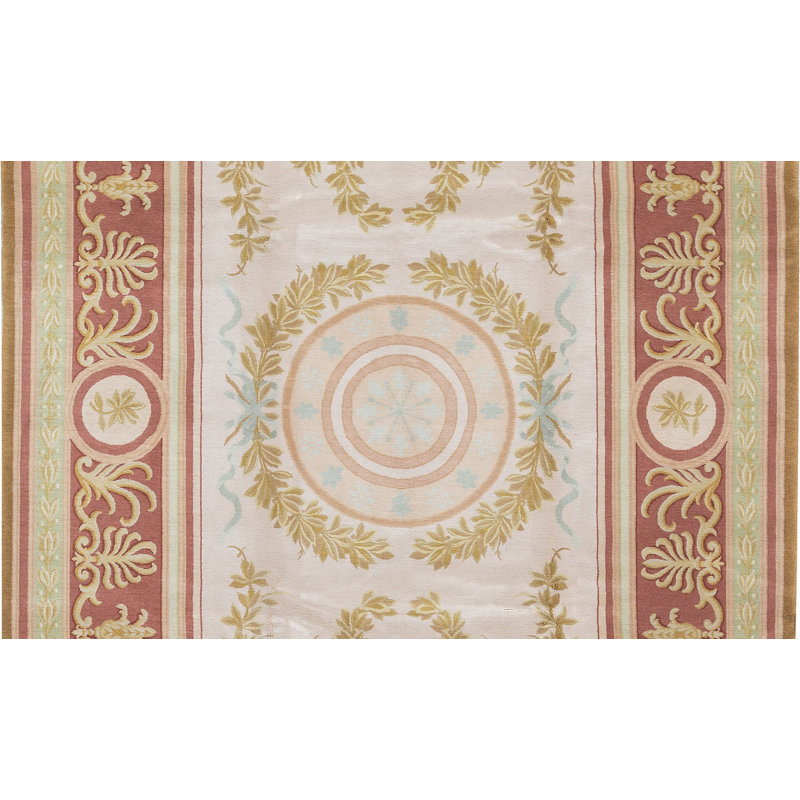 Hand-Knotted High-Quality Beige and Red Area Rug