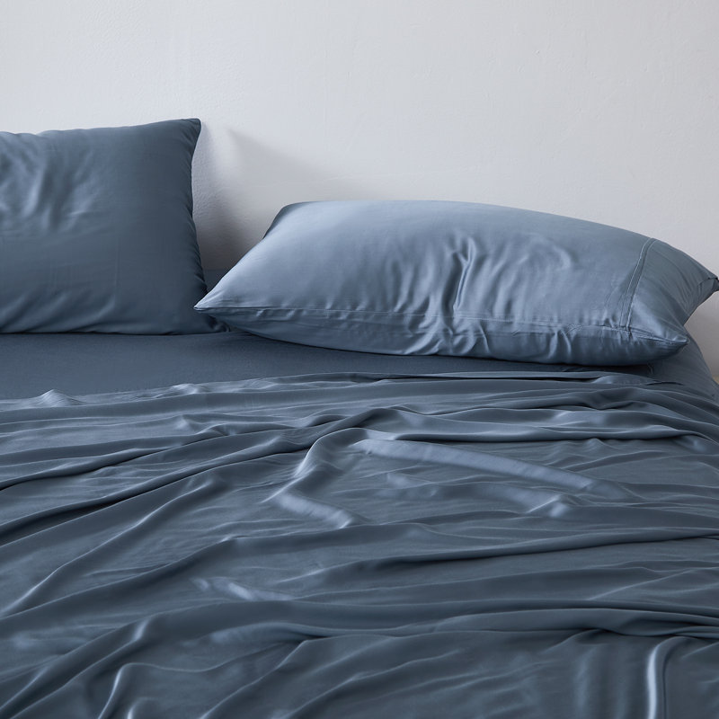 Rayon From Bamboo Extra Deep Pocket Sheet Set, Queen, Steel Blue