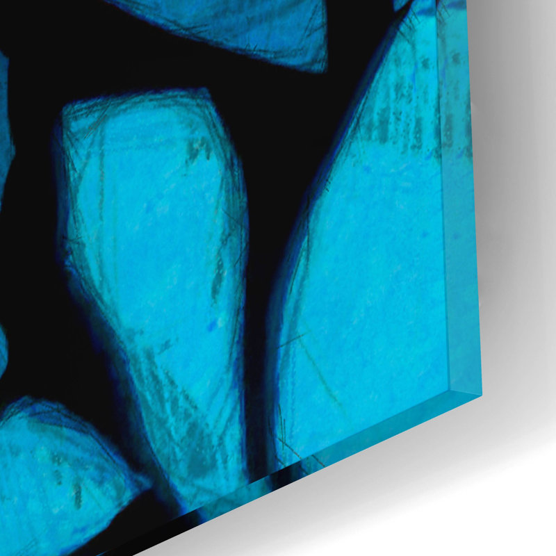  «Black and Blue 2» par Alonzo Saunders, art mural en verre acrylique, 12 po x 12 po