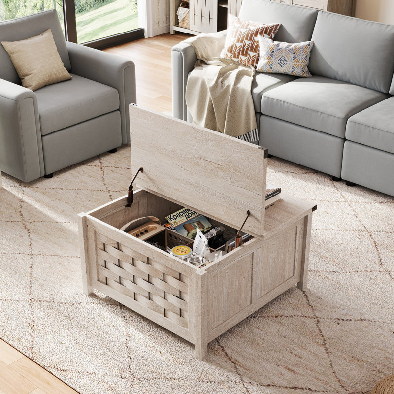 Farmhouse Coffee Table With Storage, Gray