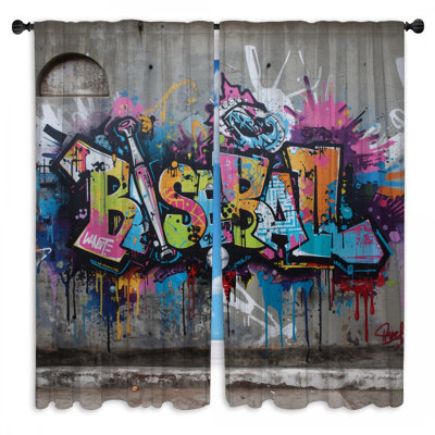 Rideaux de fenêtre Graffiti Baseball Bat