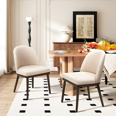 Wide Cushioned Solid Wood Dining Chairs