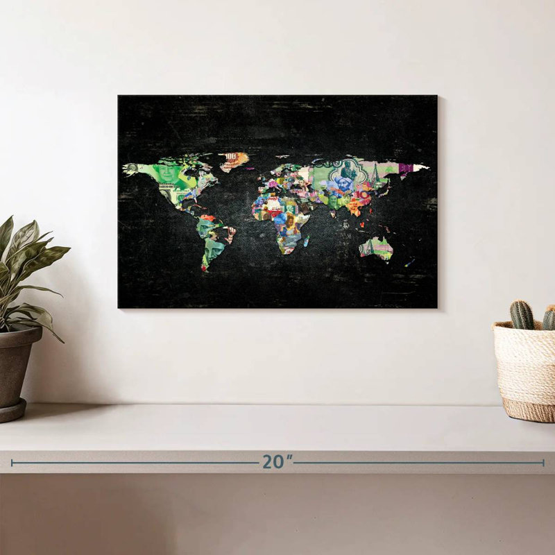 Aliaz Trendy World Map I, 8" H x 12" W