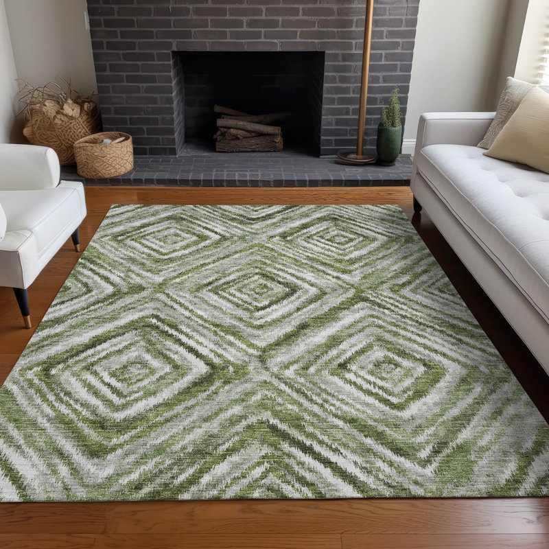 Premium Machine Washable Prisco Aloe Rug, Rectangle 2'6" x 3'10"