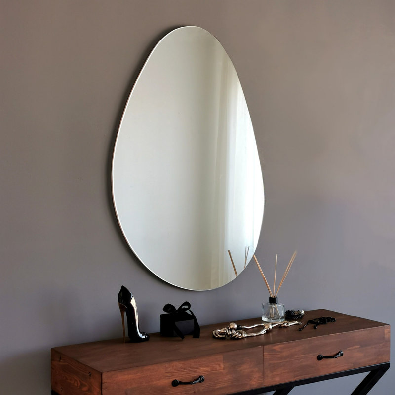 Elegant Abstract Wall Mirror, White Finish, 35.4 x 23.6 x 0.5 inches | 100% MDF Material, Wall-Mountable | Perfect for Modern Home Decor, Enhances Light and Space, Stylish and Functional Design