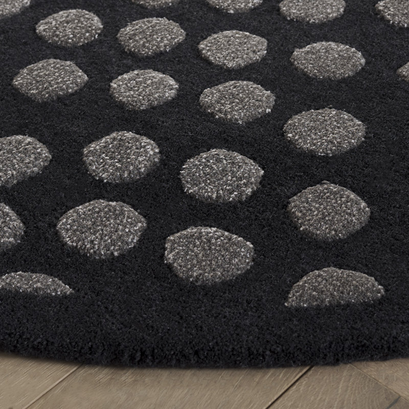 Amier Hand Tufted Wool And Viscose Abstract Rug, Round 6'