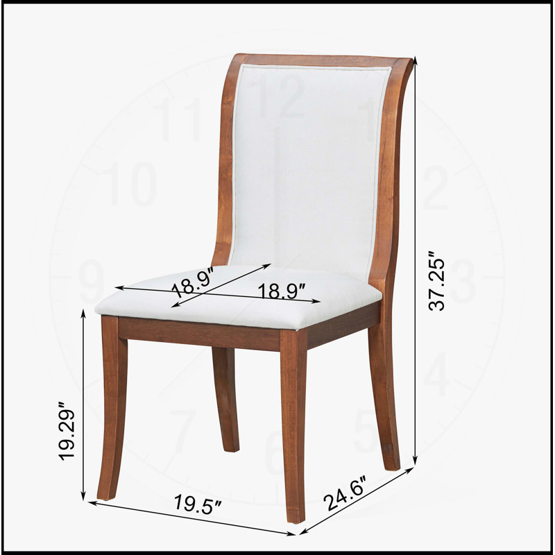 Ensemble de 2 chaises de salle à manger rembourrées à finition noyer - Élégantes chaises d'appoint traditionnelles en tissu avec lignes courbes