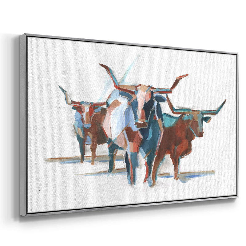 Longhorns modernes I, H 25 po x l 37 po x P 2 po, Argent