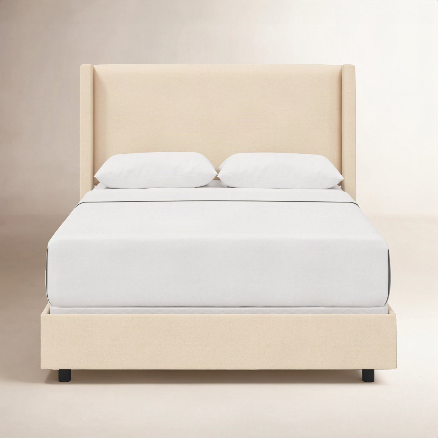 Hanson Upholstered Wingback Bed, Twin, Classic Pearl Performance Velvet