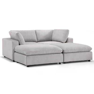 Odai 77.2'' Wide 4 - Piece Chenille Sectional Loveseat Sleeper Sofa With 2 Ottomans