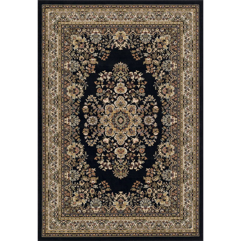 Tapis beige / noir Rehan, Rectangle 5 pi x 7 pi
