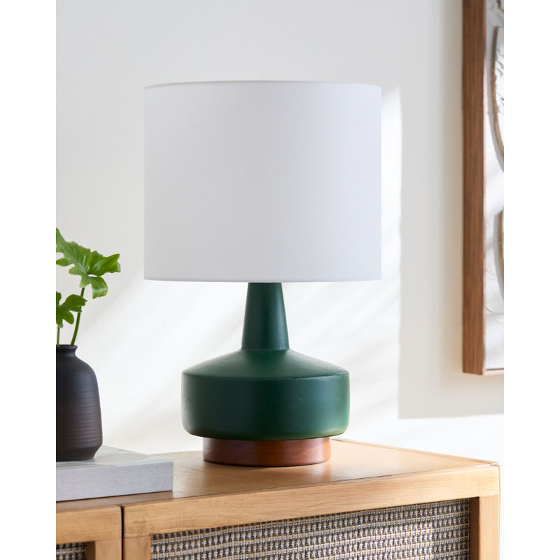 Ceramic Table Lamp, White, Green