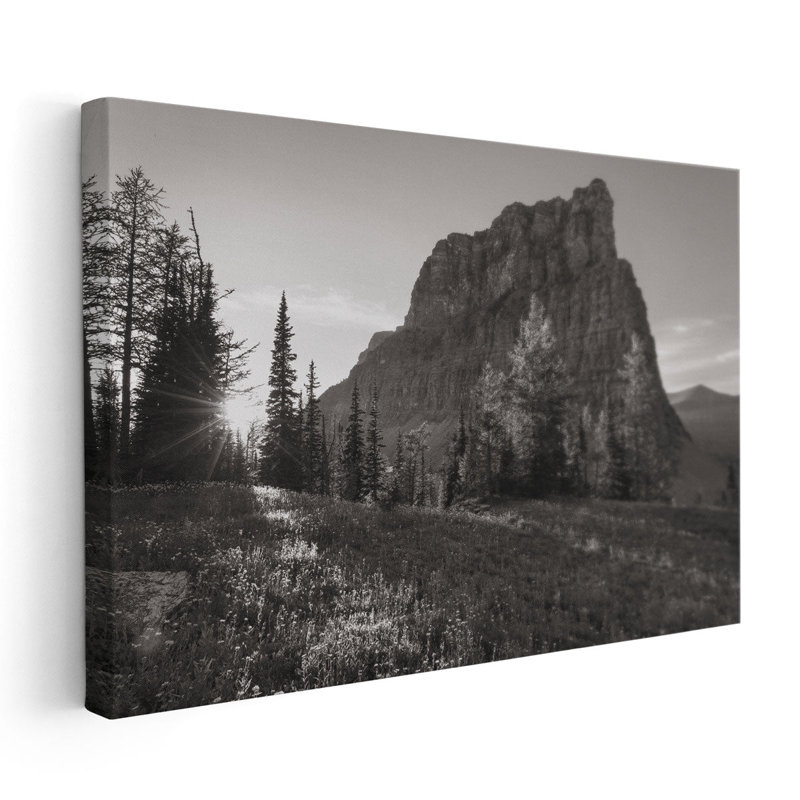 Boulder Pass Glacier National Park Black and White - Canvas Print Wall Art, 20" H x 30" W