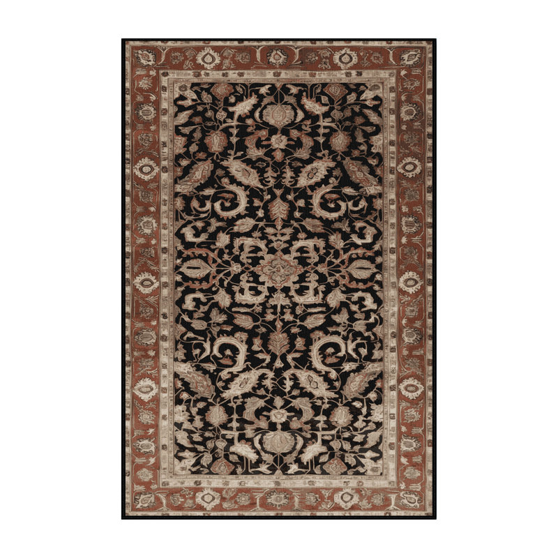 Tapis brun turc lavable à la machine, Rectangle 5 pi x 7 pi
