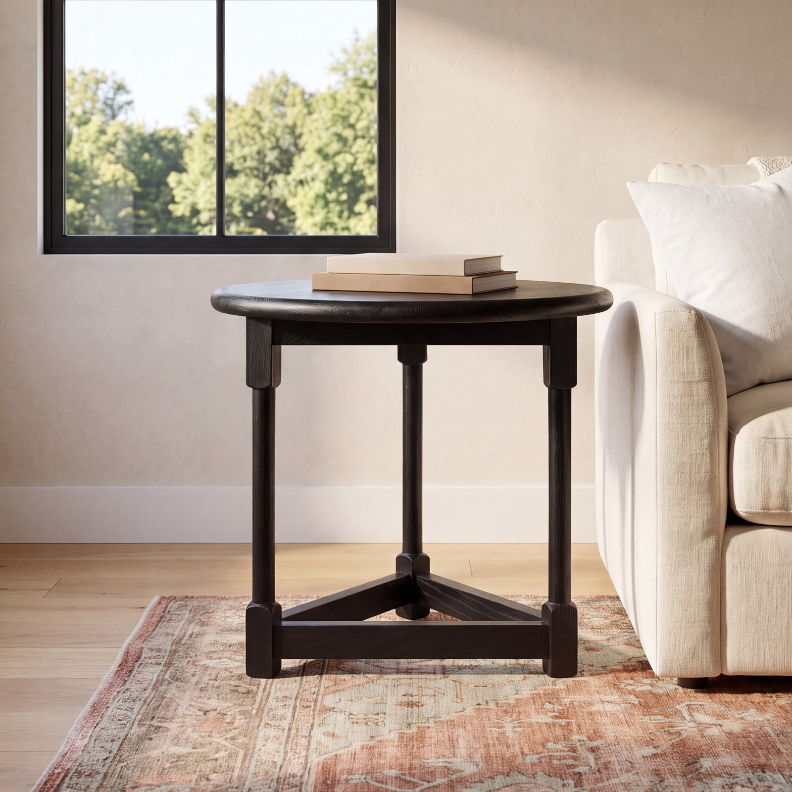 25" Oak End Table, Black