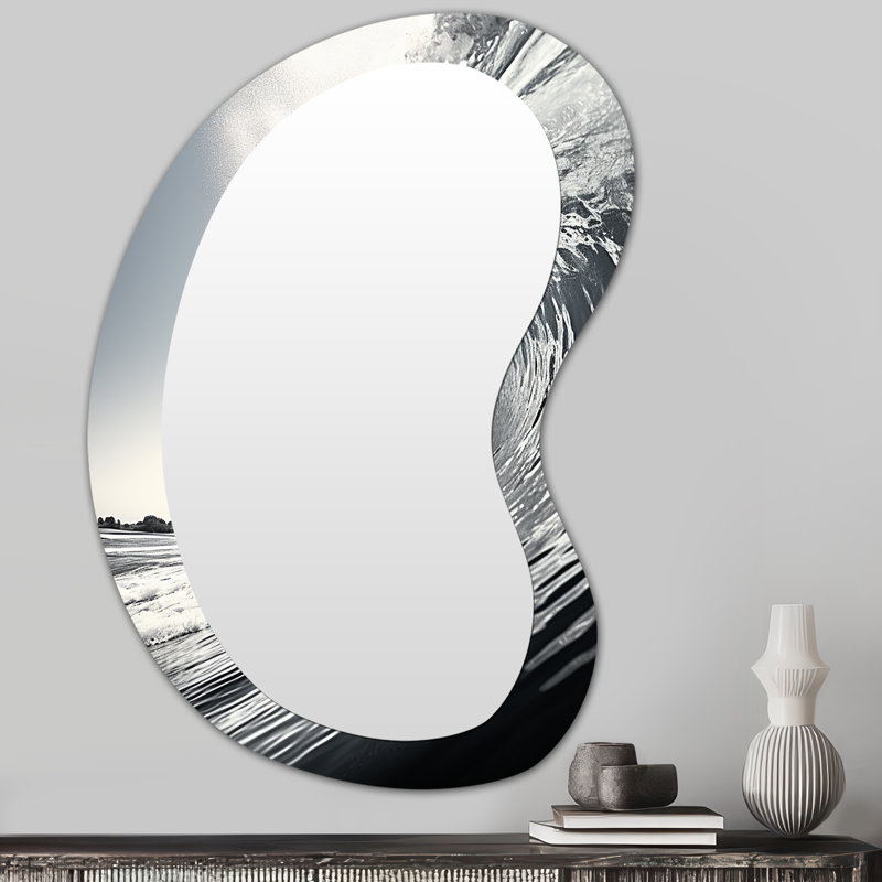 Miroir mural noir et blanc Wave II, 31 po x 22 po