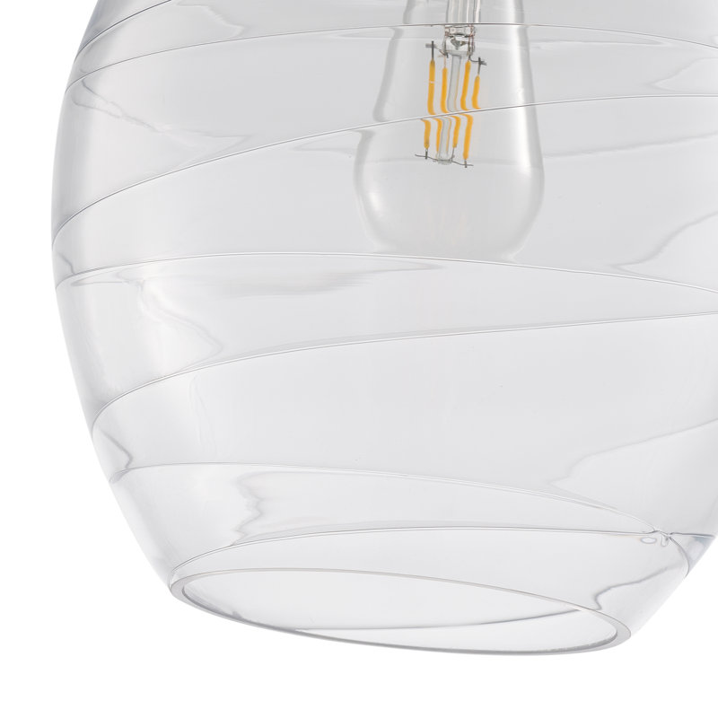 Luminaire suspendu en verre transparent nickel à 1 intensité variable